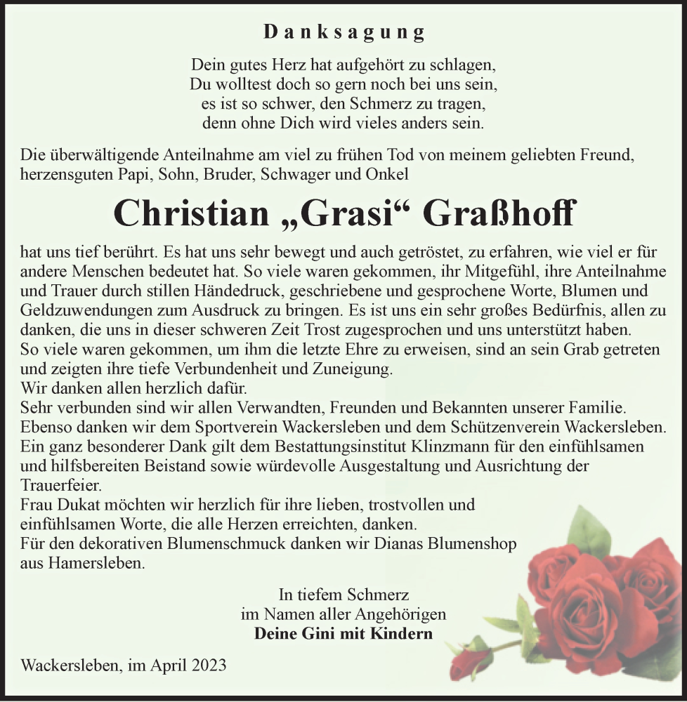  Traueranzeige für Christian Graßhoff vom 08.04.2023 aus Volksstimme Oschersleben/Wanzleben