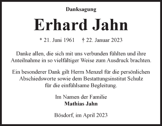 Traueranzeige von Erhard Jahn von Volksstimme Haldensleben/Wolmirstedt