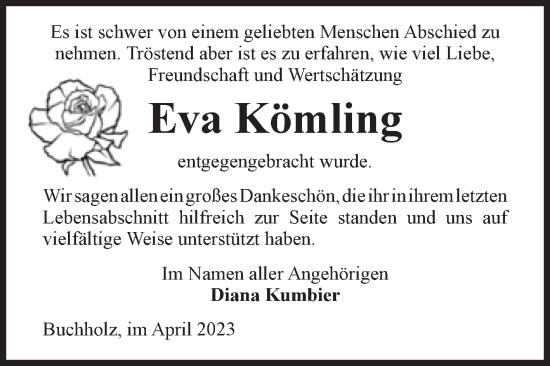 Traueranzeige von Eva Kömling von Volksstimme Altmark Ost