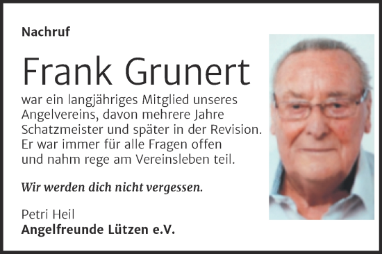 Traueranzeige von Frank Grunert von Trauerkombi Weißenfels