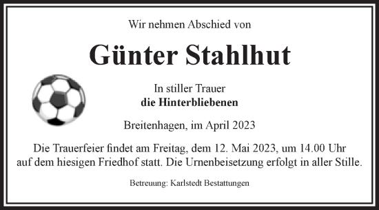 Traueranzeige von Günter Stahlhut von Volksstimme Schönebeck