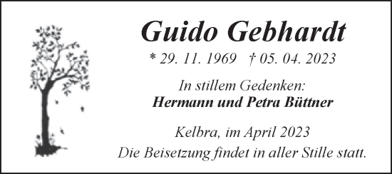 Traueranzeige von Guido Gebhardt von Mitteldeutsche Zeitung Sangerhausen