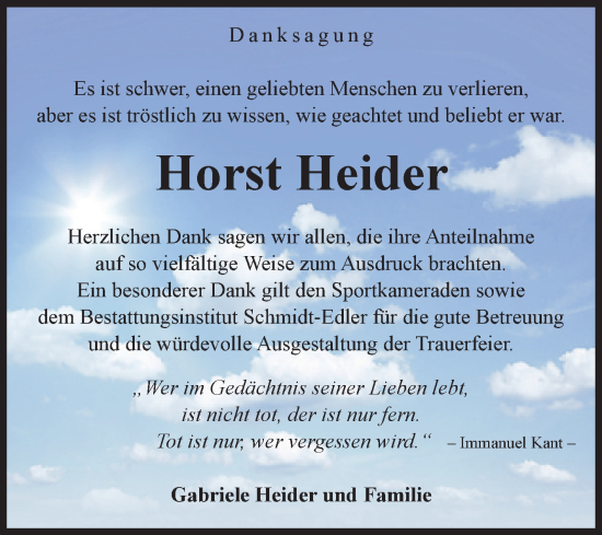 Traueranzeige von Horst Heider von Volksstimme Schönebeck