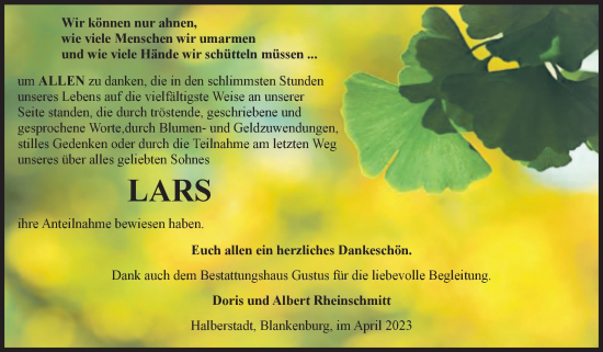 Traueranzeige von Lars  von Volksstimme Halberstadt