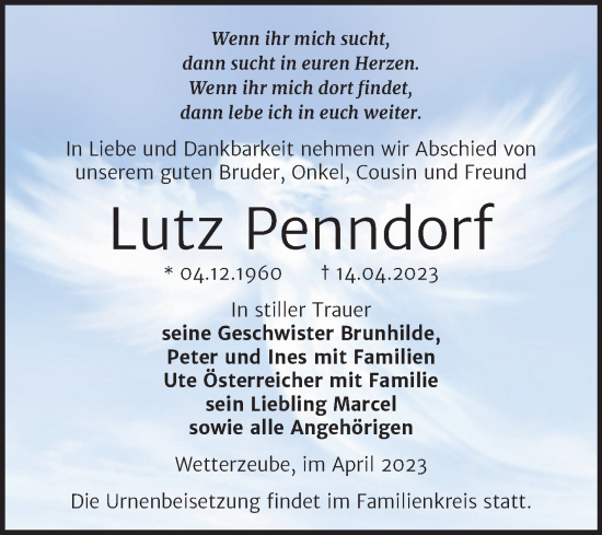 Traueranzeige von Lutz Penndorf von Trauerkombi Zeitz