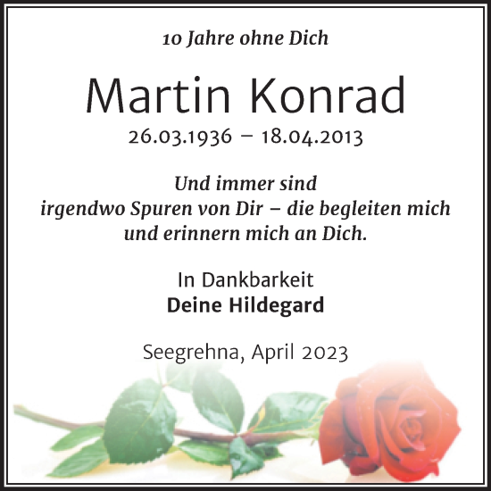 Traueranzeige von Martin Konrad von Trauerkombi Wittenberg