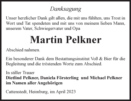 Traueranzeige von Martin Pelkner von Volksstimme Wernigerode