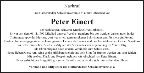 Traueranzeige von Peter Einert von Mitteldeutsche Zeitung