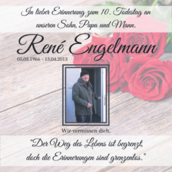 Traueranzeige von René Engelmann von Trauerkombi Quedlinburg