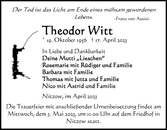 Traueranzeige von Theodor Witt von Volksstimme Altmark Ost