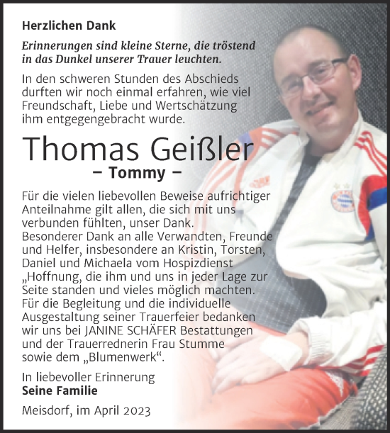 Traueranzeige von Thomas Geißler von Trauerkombi Quedlinburg