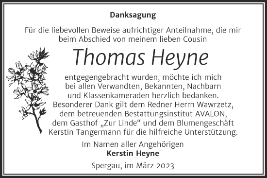 Traueranzeige von Thomas Heyne von Trauerkombi Merseburg