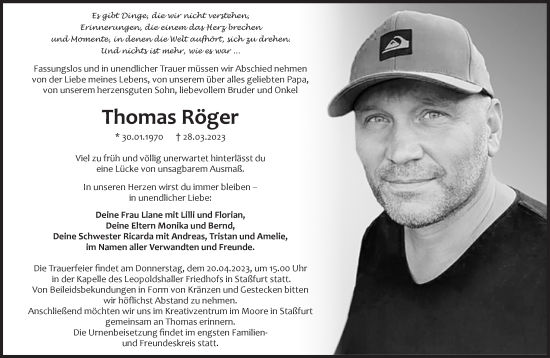 Traueranzeige von Thomas Röger von Volksstimme Staßfurt