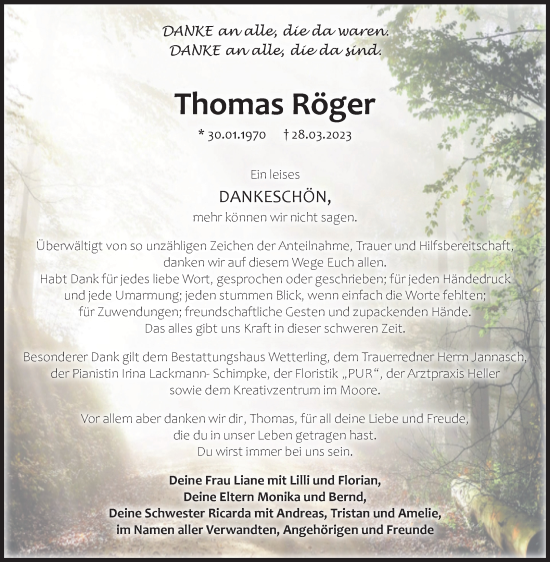 Traueranzeige von Thomas Röger von Volksstimme Staßfurt