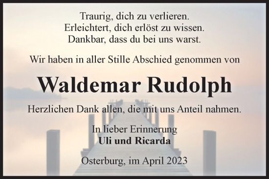 Traueranzeige von Waldemar Rudolph von Volksstimme Altmark Ost