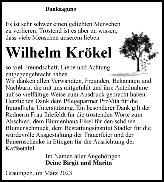 Traueranzeige von Wilhelm Krökel von Volksstimme Haldensleben/Wolmirstedt