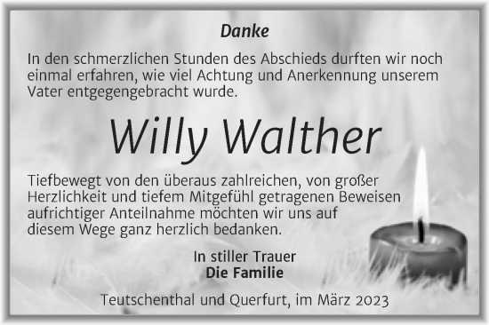 Traueranzeige von Willy Walther von Trauerkombi Merseburg