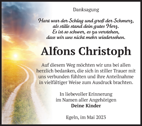 Traueranzeige von Alfons Christoph von Volksstimme Staßfurt