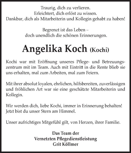 Traueranzeige von Angelika Koch von Volksstimme Oschersleben/Wanzleben