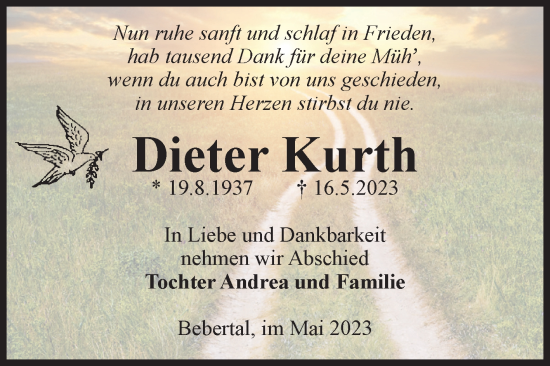 Traueranzeige von Dieter Kurth von Volksstimme Haldensleben/Wolmirstedt