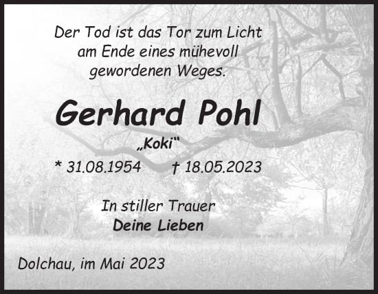 Traueranzeige von Gerhard Pohl von Volksstimme Altmark West