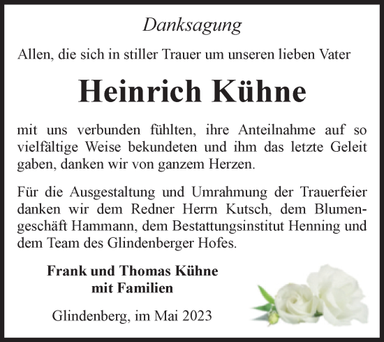Traueranzeige von Heinrich Kühne von Volksstimme Haldensleben/Wolmirstedt