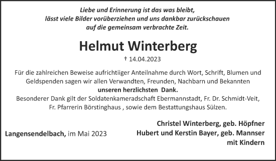Traueranzeige von Helmut Winterberg von Trauerkombi Aschersleben