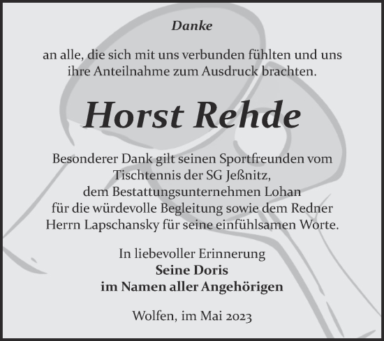 Traueranzeige von Horst Rehde von Trauerkombi Bitterfeld