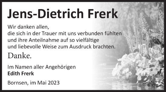 Traueranzeige von Jens-Dietrich Frerk von Volksstimme Altmark West