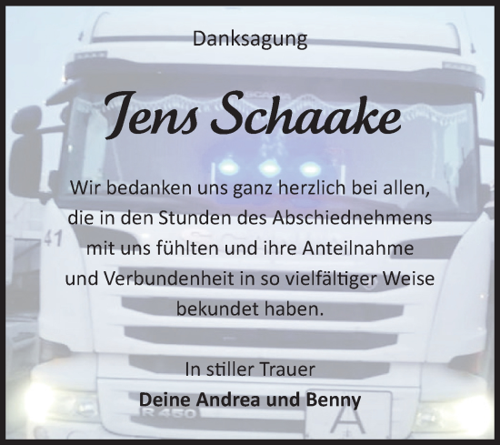Traueranzeige von Jens Schaake von Volksstimme Burg/Genthin