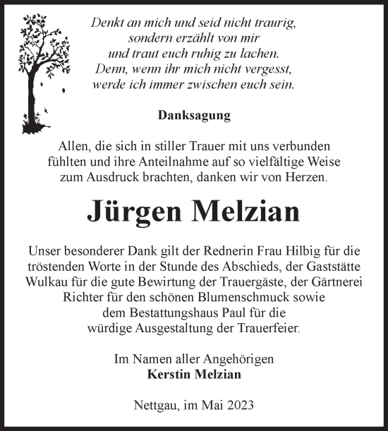 Traueranzeige von Jürgen Melzian von Volksstimme Altmark West