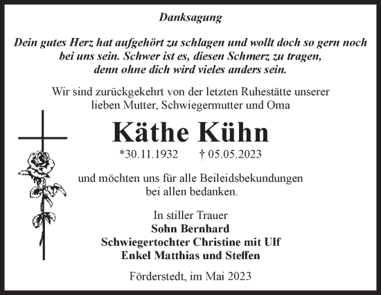 Traueranzeige von Käthe Kühn von Volksstimme Staßfurt