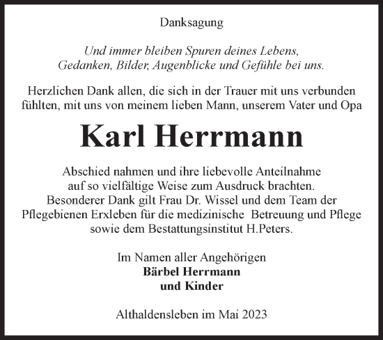 Traueranzeige von Karl Herrmann von Volksstimme Haldensleben/Wolmirstedt