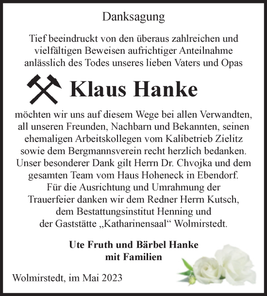 Traueranzeige von Klaus Hanke von Volksstimme Haldensleben/Wolmirstedt