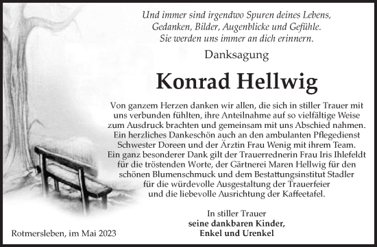Traueranzeige von Konrad Hellwig von Volksstimme Haldensleben/Wolmirstedt