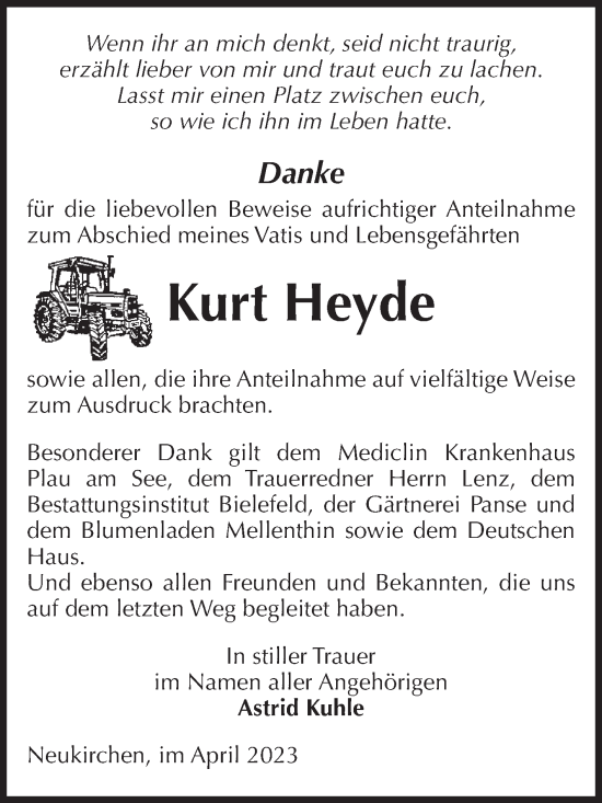 Traueranzeige von Kurt Heyde von Volksstimme Altmark Ost