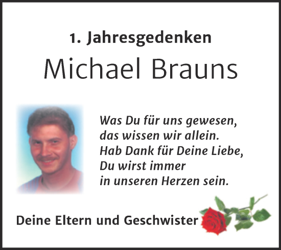 Traueranzeige von Michael Brauns von Trauerkombi Bernburg