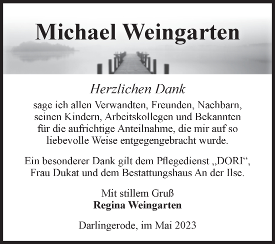 Traueranzeige von Michael Weingarten von Volksstimme Wernigerode