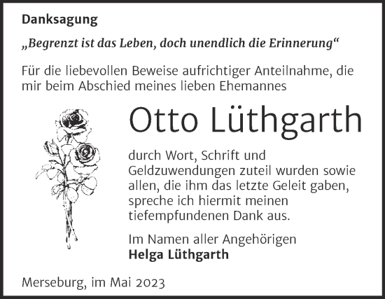 Traueranzeige von Otto Lüthgarth von Trauerkombi Merseburg