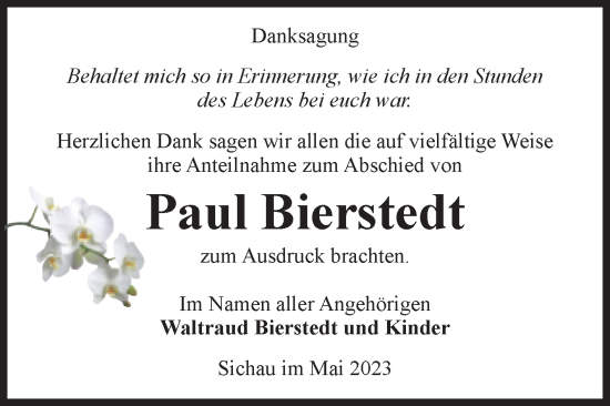 Traueranzeige von Paul Bierstedt von Volksstimme Altmark West