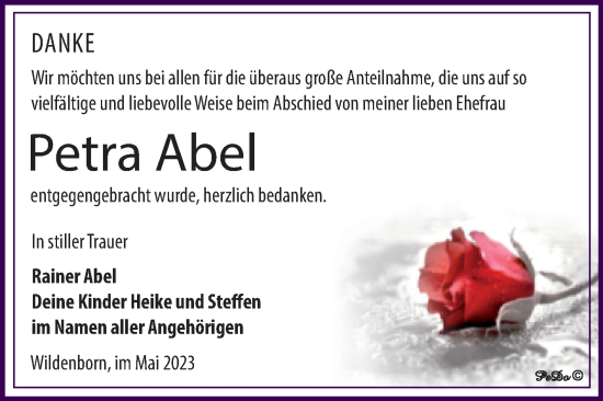Traueranzeige von Petra Abel von Trauerkombi Zeitz