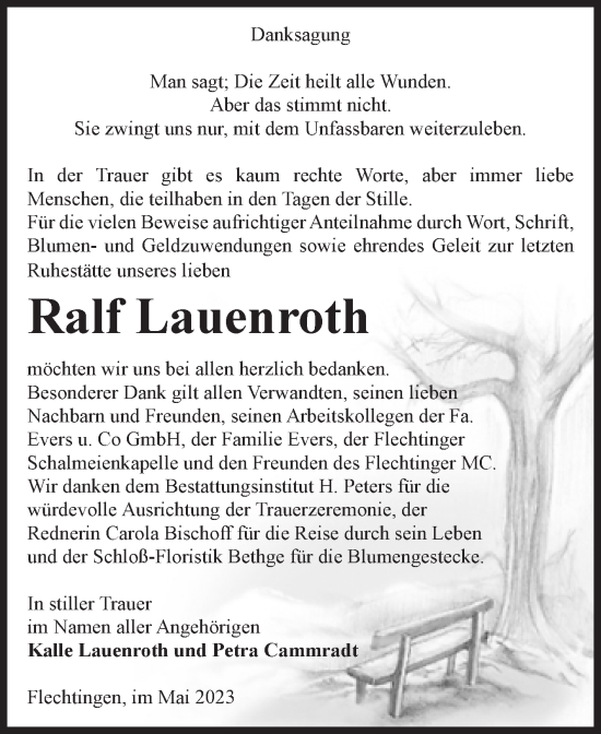 Traueranzeige von Ralf Lauenroth von Volksstimme Haldensleben/Wolmirstedt