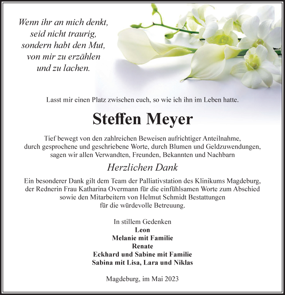  Traueranzeige für Steffen Meyer vom 13.05.2023 aus Volksstimme Magdeburg