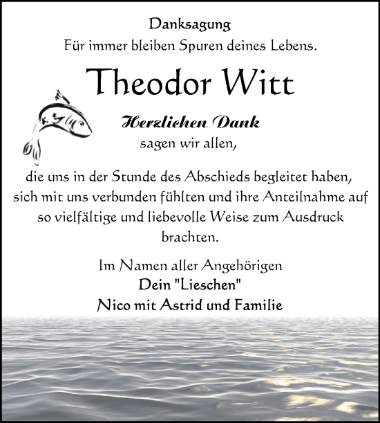 Traueranzeige von Theodor Witt von Volksstimme Altmark Ost