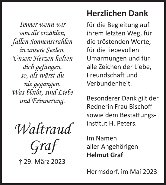 Traueranzeige von Waltraud Graf von Volksstimme Magdeburg