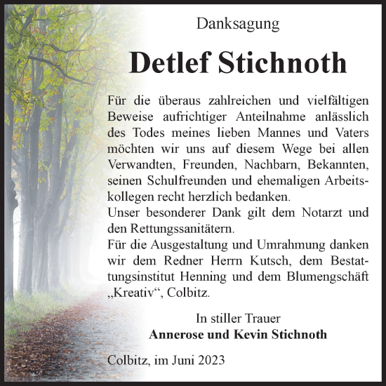 Traueranzeige von Detlef Stichnoth von Volksstimme Haldensleben/Wolmirstedt