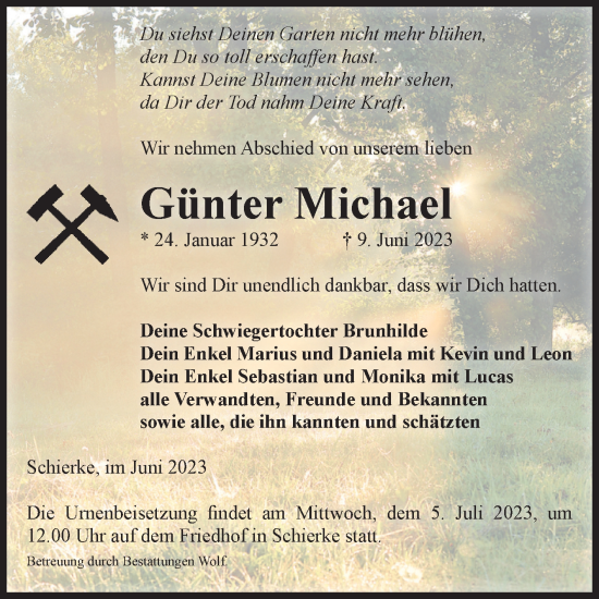 Traueranzeige von Günter Michael von Volksstimme Wernigerode