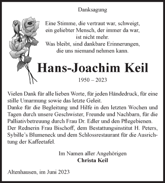 Traueranzeige von Hans-Joachim Keil von Volksstimme Haldensleben/Wolmirstedt