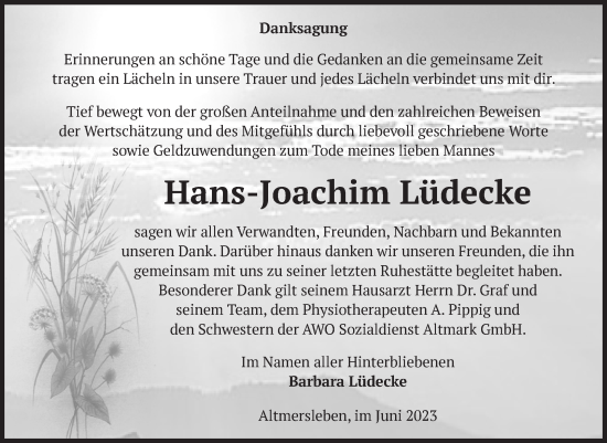 Traueranzeige von Hans-Joachim Lüdecke von Volksstimme Altmark West