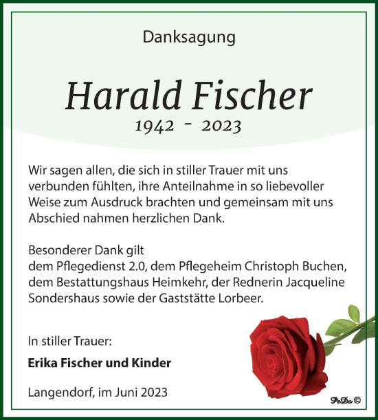 Traueranzeige von Harald Fischer von Trauerkombi Weißenfels